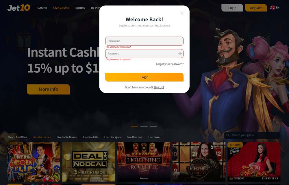 jet10 online casino login