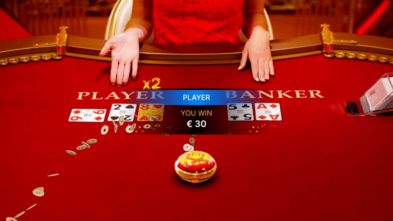 lightning baccarat live casino table with cards