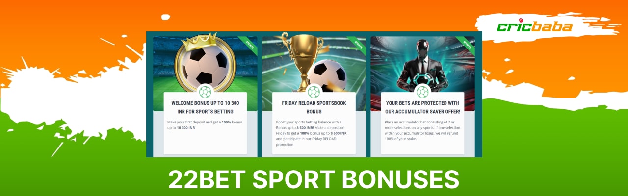 22Bet sport betting bonuses promotions